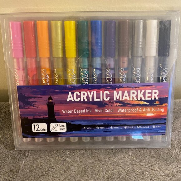 NEW Lettering Acrylic Markers 12 Colors Fine Tip with Dual Tip Brush Pens - Picture 7 of 8